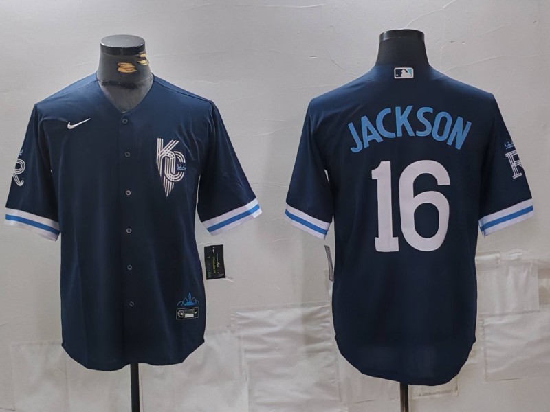 Men's Kansas City Royals Bo Jackson #16 Navy City Connect Retired Jersey Men's Kansas City Royals Bo Jackson #16 Navy City Connect Retired Jersey